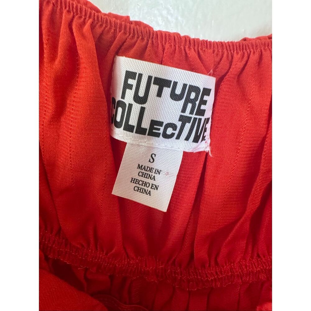 Future Collective Red Drop Waist Ruffle Dress Size Small New - Picture 3 of 3